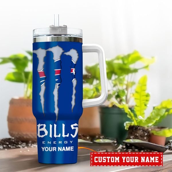 Buffalo Bills NFL Energy Nutrition Facts Custom Stanley Quencher 30oz-40oz Stainless Steel Tumbler Hot And Cold Tumbler - Image 2
