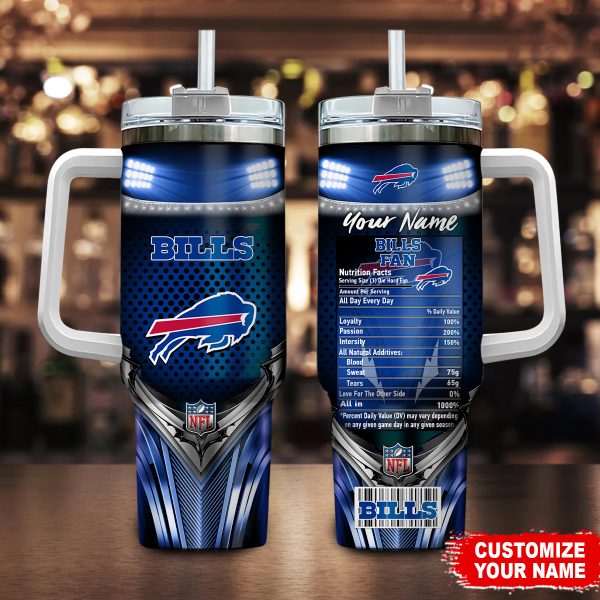 Buffalo Bills NFL Nutrition Facts Custom Stanley Quencher 30oz-40oz Stainless Steel Tumbler Hot And Cold Tumbler