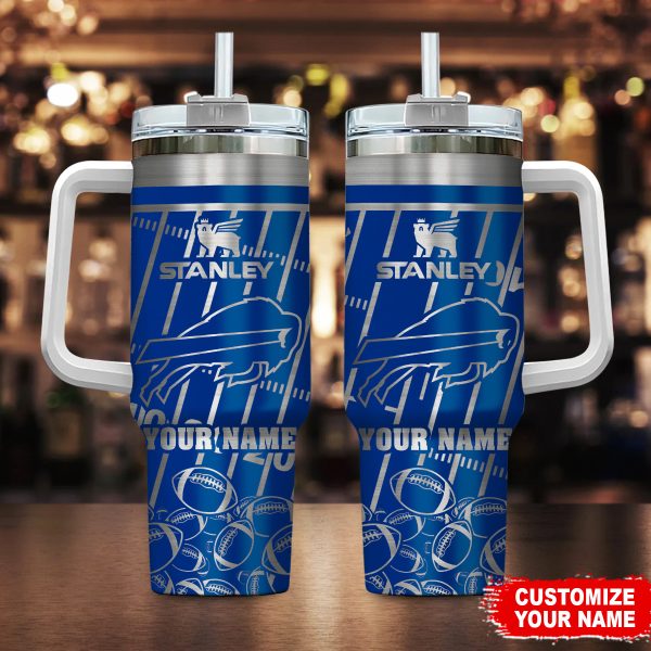 Buffalo Bills NFL Silver Custom Stanley Quencher 30oz-40oz Stainless Steel Tumbler Hot And Cold Tumbler
