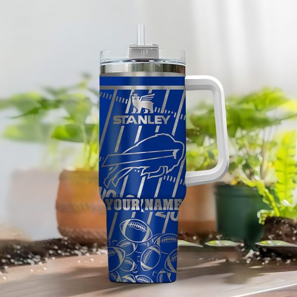 Buffalo Bills NFL Silver Custom Stanley Quencher 30oz-40oz Stainless Steel Tumbler Hot And Cold Tumbler - Image 2