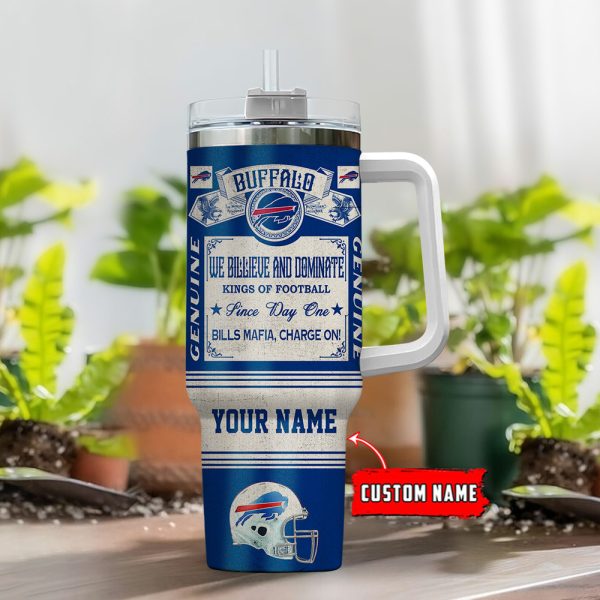 Buffalo Bills NFL Vintage Kings Of Football Custom Stanley Quencher 30oz-40oz Stainless Steel Tumbler Hot And Cold Tumbler - Image 2