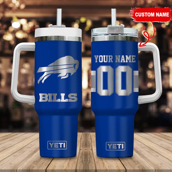 Buffalo Bills NFL Laser Engraved Effect Custom Stanley Quencher 30oz-40oz Stainless Steel Tumbler Hot And Cold Tumbler
