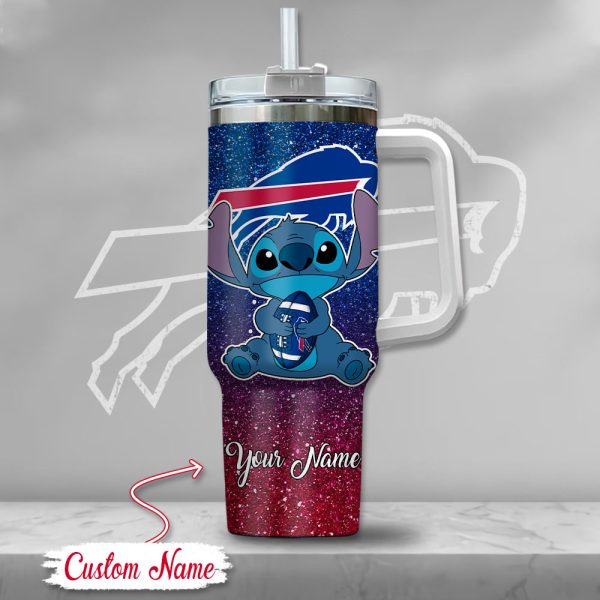 NFL Buffalo Bills Stitch Glitter Custom Stanley Quencher 30oz-40oz Stainless Steel Tumbler Hot And Cold Tumbler - Image 2