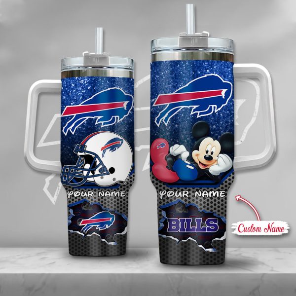 NFL Buffalo Bills Mickey Mouse Custom Stanley Quencher 30oz-40oz Stainless Steel Tumbler Hot And Cold Tumbler