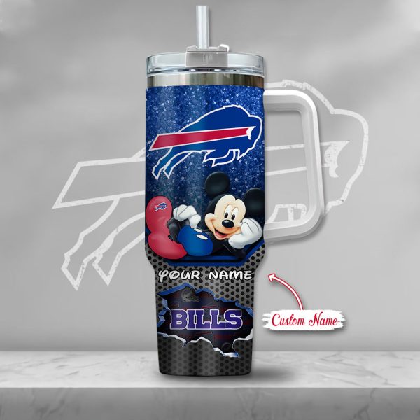 NFL Buffalo Bills Mickey Mouse Custom Stanley Quencher 30oz-40oz Stainless Steel Tumbler Hot And Cold Tumbler - Image 2