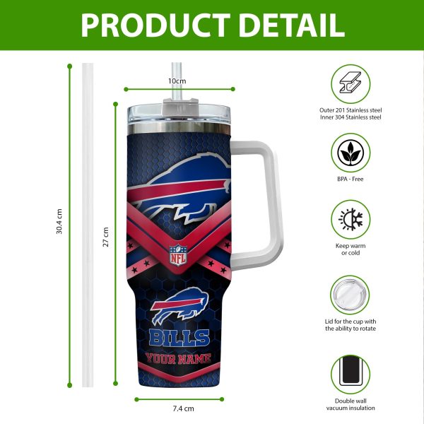 Buffalo Bills NFL Custom Stanley Quencher 30oz-40oz Stainless Steel Tumbler Hot And Cold Tumbler - Image 2