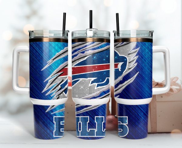 Buffalo Bills NFL Bling Effect Custom Stanley Quencher 30oz-40oz Stainless Steel Tumbler Hot And Cold Tumbler