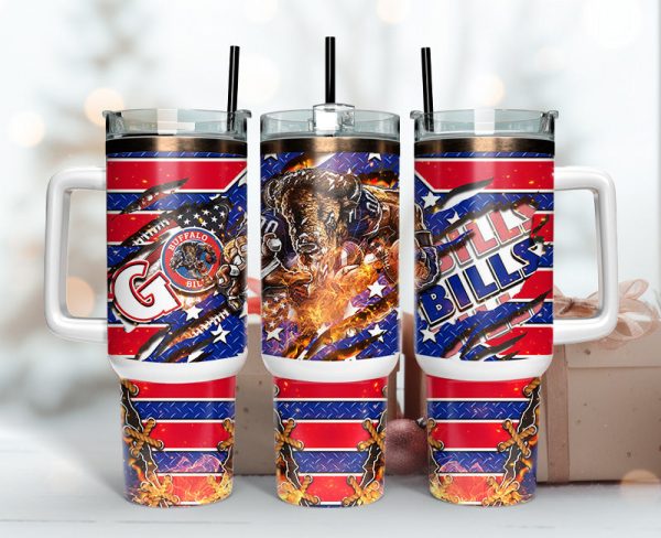 Buffalo Bills NFL Mascot Custom Stanley Quencher 30oz-40oz Stainless Steel Tumbler Hot And Cold Tumbler