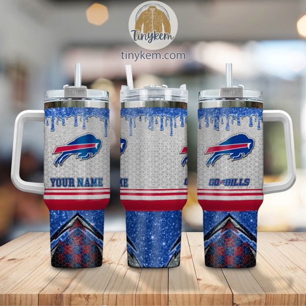 Buffalo Bills Glitter NFL Custom Stanley Quencher 30oz-40oz Stainless Steel Tumbler Hot And Cold Tumbler - Image 2