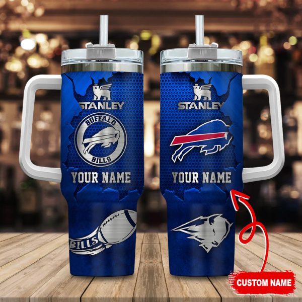 Buffalo Bills NFL Metal Style Custom Stanley Quencher 30oz-40oz Stainless Steel Tumbler Hot And Cold Tumbler