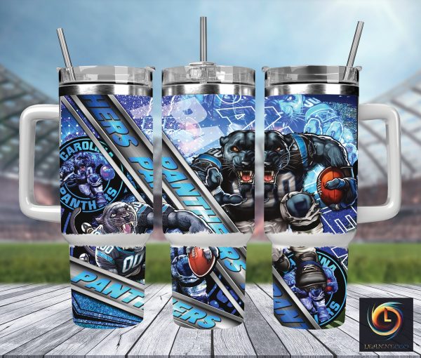 Carolina Panthers NFL Mascot Custom Stanley Quencher 30oz-40oz Stainless Steel Tumbler Hot And Cold Tumbler