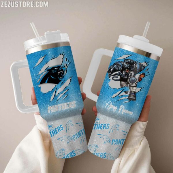 Carolina Panthers NFL Custom Stanley Quencher 30oz-40oz Stainless Steel Tumbler Hot And Cold Tumbler