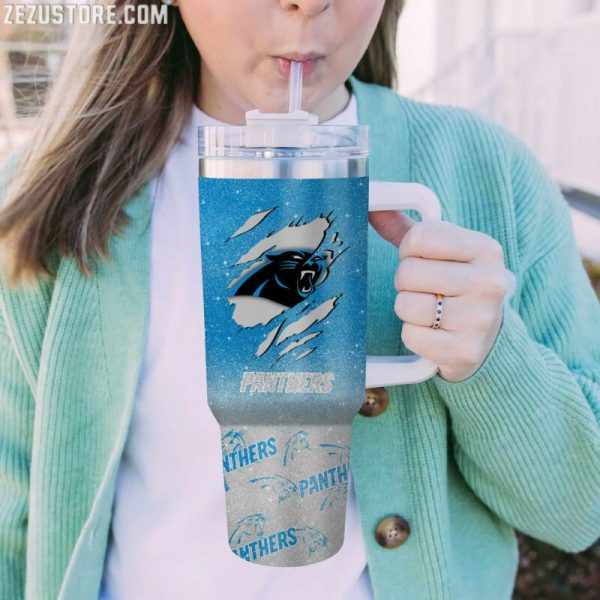 Carolina Panthers NFL Custom Stanley Quencher 30oz-40oz Stainless Steel Tumbler Hot And Cold Tumbler - Image 2
