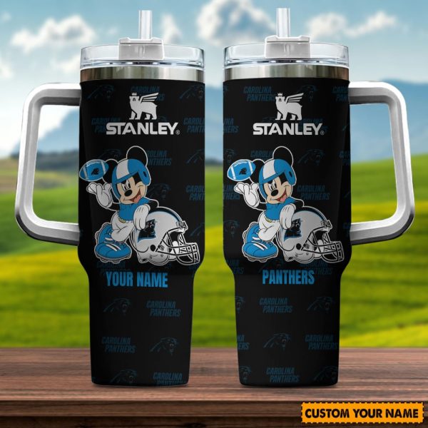 Carolina Panthers NFL Mickey Mouse Custom Stanley Quencher 30oz-40oz Stainless Steel Tumbler Hot And Cold Tumbler