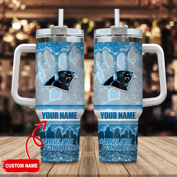 Carolina Panthers NFL Glitter Custom Stanley Quencher 30oz-40oz Stainless Steel Tumbler Hot And Cold Tumbler