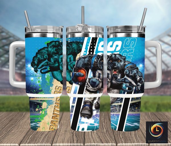 Carolina Panthers NFL Mascot Custom Stanley Quencher 30oz-40oz Stainless Steel Tumbler Hot And Cold Tumbler