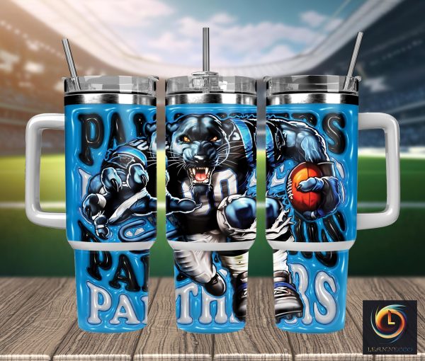 Carolina Panthers NFL Mascot Custom Stanley Quencher 30oz-40oz Stainless Steel Tumbler Hot And Cold Tumbler