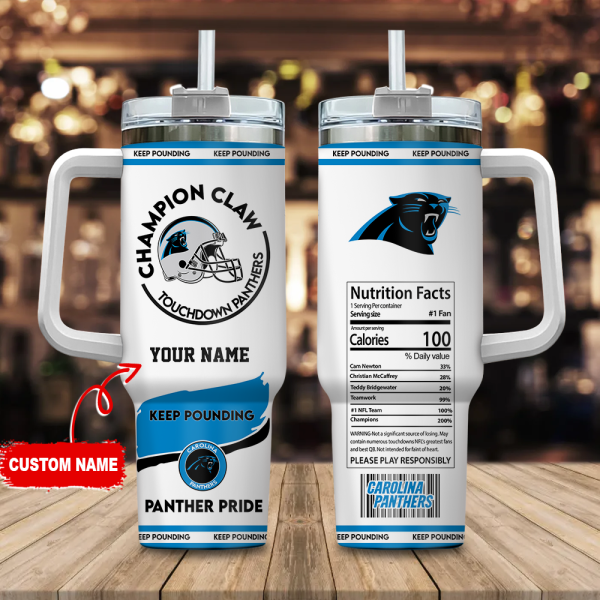 Carolina Panthers NFL Champion Claw Custom Stanley Quencher 30oz-40oz Stainless Steel Tumbler Hot And Cold Tumbler