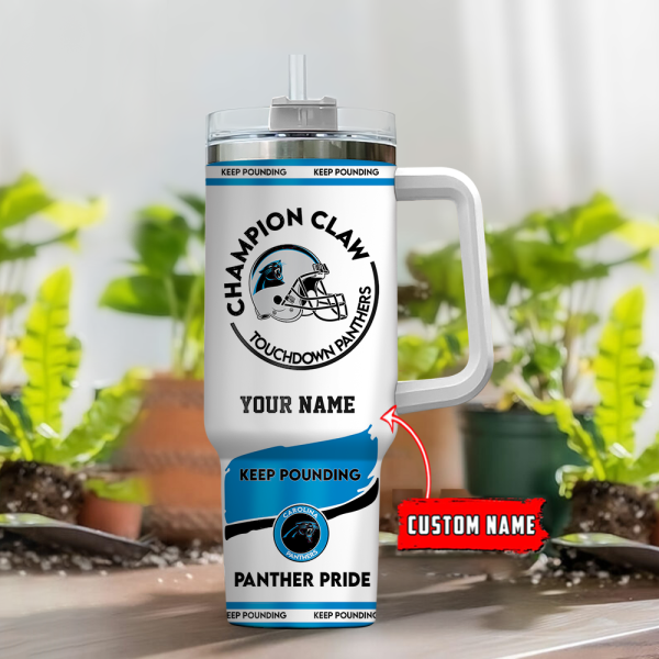 Carolina Panthers NFL Champion Claw Custom Stanley Quencher 30oz-40oz Stainless Steel Tumbler Hot And Cold Tumbler - Image 2