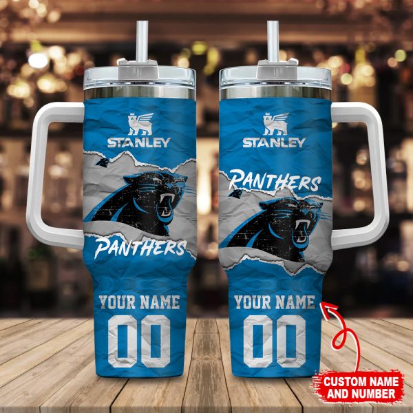 Carolina Panthers NFL Custom Stanley Quencher 30oz-40oz Stainless Steel Tumbler Hot And Cold Tumbler