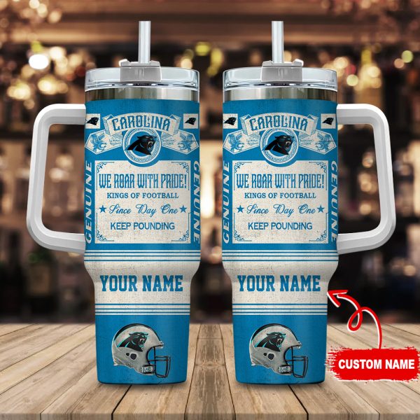 Carolina Panthers NFL Vintage Kings Of Football Custom Stanley Quencher 30oz-40oz Stainless Steel Tumbler Hot And Cold Tumbler