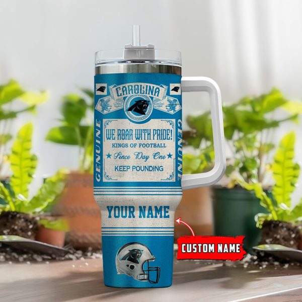 Carolina Panthers NFL Vintage Kings Of Football Custom Stanley Quencher 30oz-40oz Stainless Steel Tumbler Hot And Cold Tumbler - Image 2