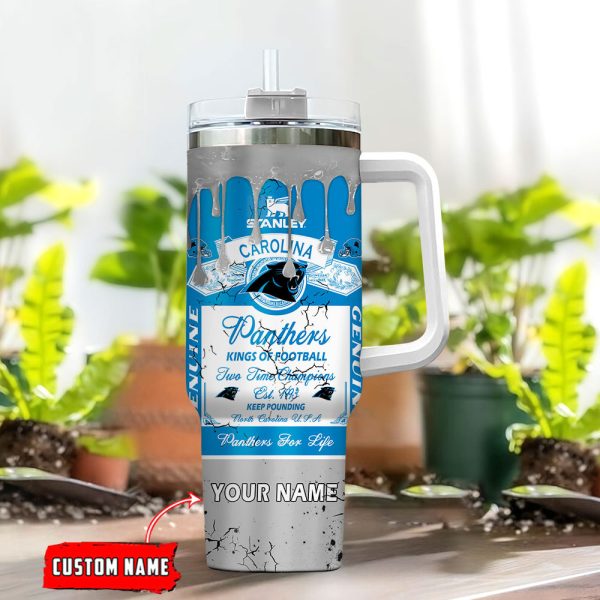 Carolina Panthers NFL Kings Of Football Custom Stanley Quencher 30oz-40oz Stainless Steel Tumbler Hot And Cold Tumbler - Image 2