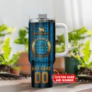 Carolina Panthers NFL Golden Logos US Flag Custom Stanley Quencher 30oz-40oz Stainless Steel Tumbler Hot And Cold Tumbler