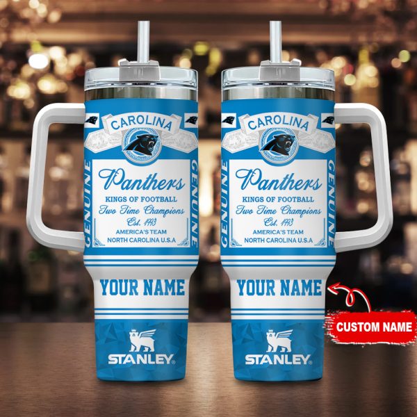 Carolina Panthers NFL Kings Of Football Custom Stanley Quencher 30oz-40oz Stainless Steel Tumbler Hot And Cold Tumbler