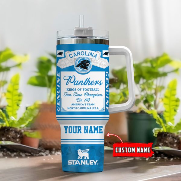 Carolina Panthers NFL Kings Of Football Custom Stanley Quencher 30oz-40oz Stainless Steel Tumbler Hot And Cold Tumbler - Image 2