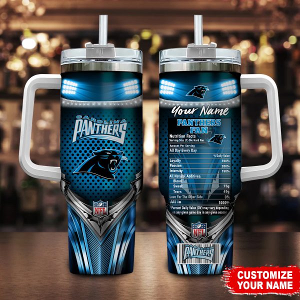Carolina Panthers NFL Nutrition Facts Custom Stanley Quencher 30oz-40oz Stainless Steel Tumbler Hot And Cold Tumbler