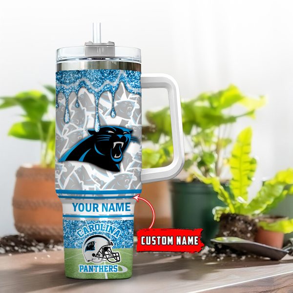 Carolina Panthers NFL Glitter Custom Stanley Quencher 30oz-40oz Stainless Steel Tumbler Hot And Cold Tumbler