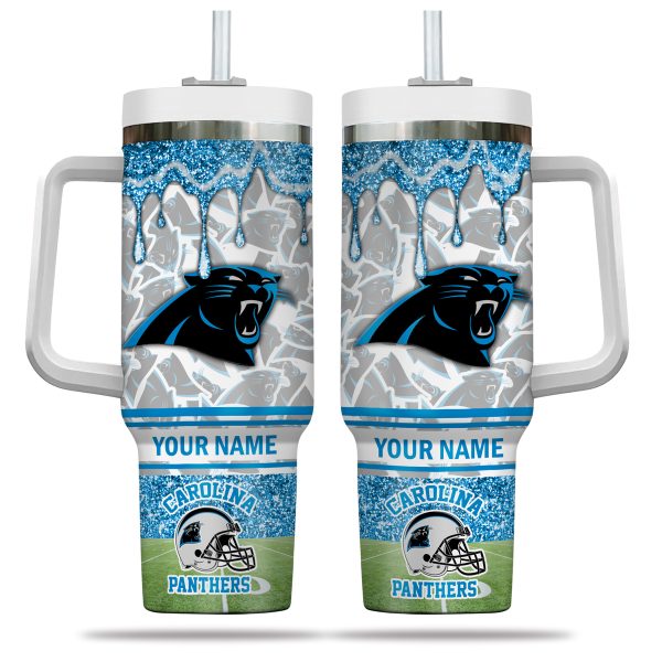 Carolina Panthers NFL Glitter Custom Stanley Quencher 30oz-40oz Stainless Steel Tumbler Hot And Cold Tumbler - Image 2