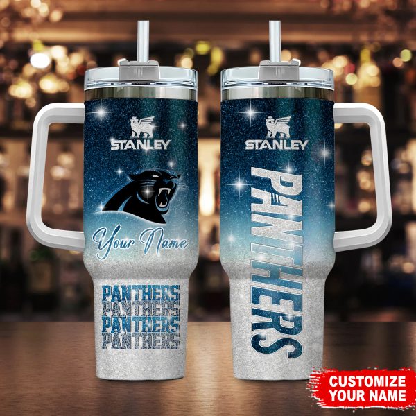 Carolina Panthers NFL Glitter Custom Stanley Quencher 30oz-40oz Stainless Steel Tumbler Hot And Cold Tumbler