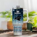 Carolina Panthers NFL Glitter Custom Stanley Quencher 30oz-40oz Stainless Steel Tumbler Hot And Cold Tumbler