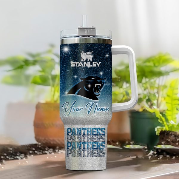 Carolina Panthers NFL Glitter Custom Stanley Quencher 30oz-40oz Stainless Steel Tumbler Hot And Cold Tumbler - Image 2