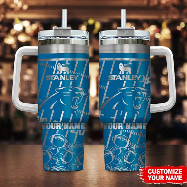 Carolina Panthers NFL Silver Custom Stanley Quencher 30oz-40oz Stainless Steel Tumbler Hot And Cold Tumbler