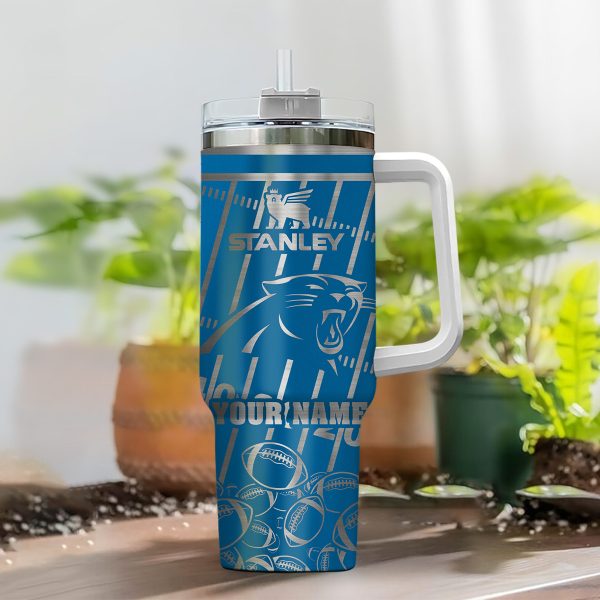 Carolina Panthers NFL Silver Custom Stanley Quencher 30oz-40oz Stainless Steel Tumbler Hot And Cold Tumbler - Image 2