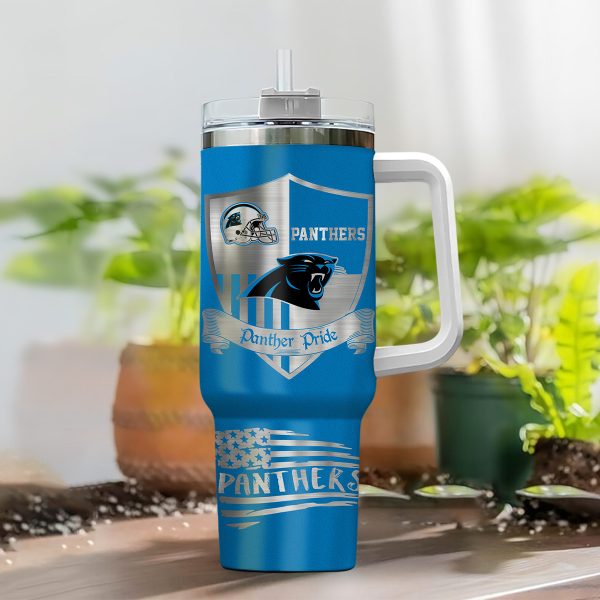 Carolina Panthers NFL Silver Logo Custom Stanley Quencher 30oz-40oz Stainless Steel Tumbler Hot And Cold Tumbler - Image 2