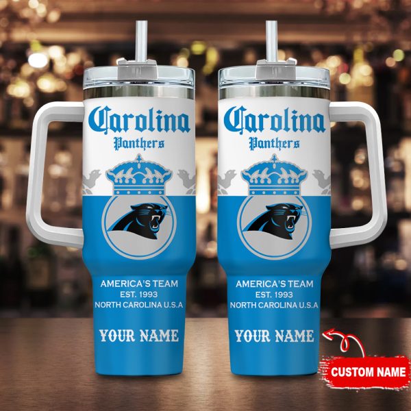 Carolina Panthers NFL Corona Extra Custom Stanley Quencher 30oz-40oz Stainless Steel Tumbler Hot And Cold Tumbler