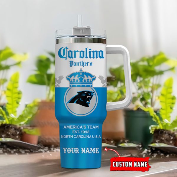 Carolina Panthers NFL Corona Extra Custom Stanley Quencher 30oz-40oz Stainless Steel Tumbler Hot And Cold Tumbler - Image 2