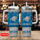 Carolina Panthers NFL Glitter and Diamonds Bling Custom Stanley Quencher 30oz-40oz Stainless Steel Tumbler Hot And Cold Tumbler