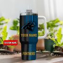 Carolina Panthers NFL Leather Effect Custom Stanley Quencher 30oz-40oz Stainless Steel Tumbler Hot And Cold Tumbler