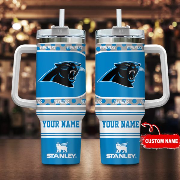 Carolina Panthers NFL Custom Stanley Quencher 30oz-40oz Stainless Steel Tumbler Hot And Cold Tumbler