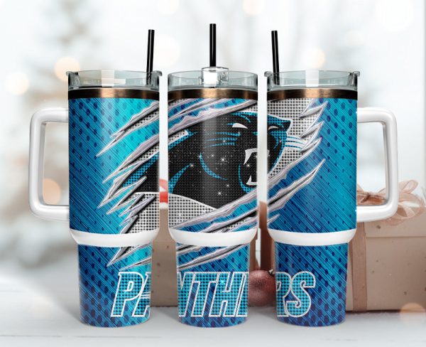 Carolina Panthers NFL Bling Effect Custom Stanley Quencher 30oz-40oz Stainless Steel Tumbler Hot And Cold Tumbler