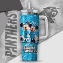 NFL Carolina Panthers Mickey And Minnie Couple Custom Stanley Quencher 30oz-40oz Stainless Steel Tumbler Hot And Cold Tumbler