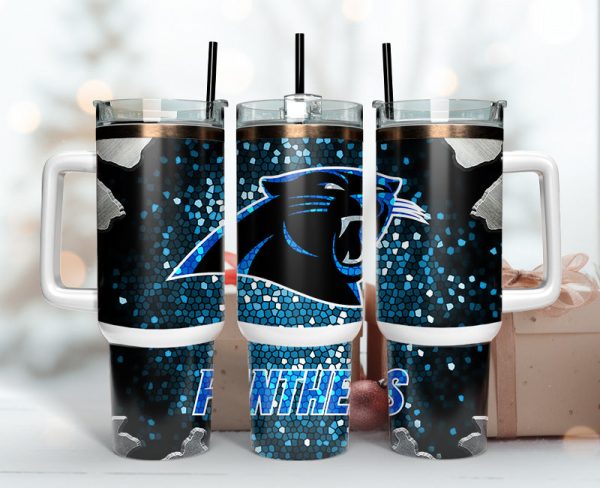 Carolina Panthers NFL Stained Glass Effect Custom Stanley Quencher 30oz-40oz Stainless Steel Tumbler Hot And Cold Tumbler
