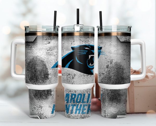 Carolina Panthers NFL Fingerprint Effect Custom Stanley Quencher 30oz-40oz Stainless Steel Tumbler Hot And Cold Tumbler
