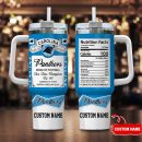 Carolina Panthers NFL Nutrition Facts Custom Stanley Quencher 30oz-40oz Stainless Steel Tumbler Hot And Cold Tumbler