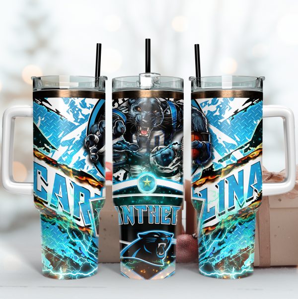 Carolina Panthers NFL Mascot Custom Stanley Quencher 30oz-40oz Stainless Steel Tumbler Hot And Cold Tumbler